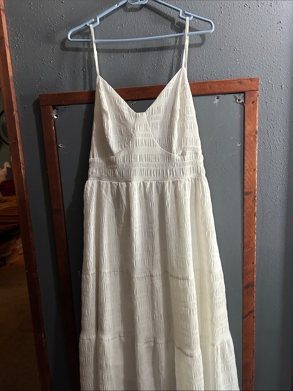 Dry Goods Cream Textured Spaghetti Strap Maxi Dress